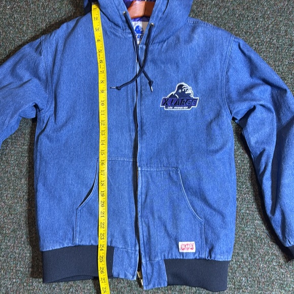 X-LARGE OLD OG ACTIVE DENIM QUILTED HOODED JACKET - JPN - Picture 12 of 13